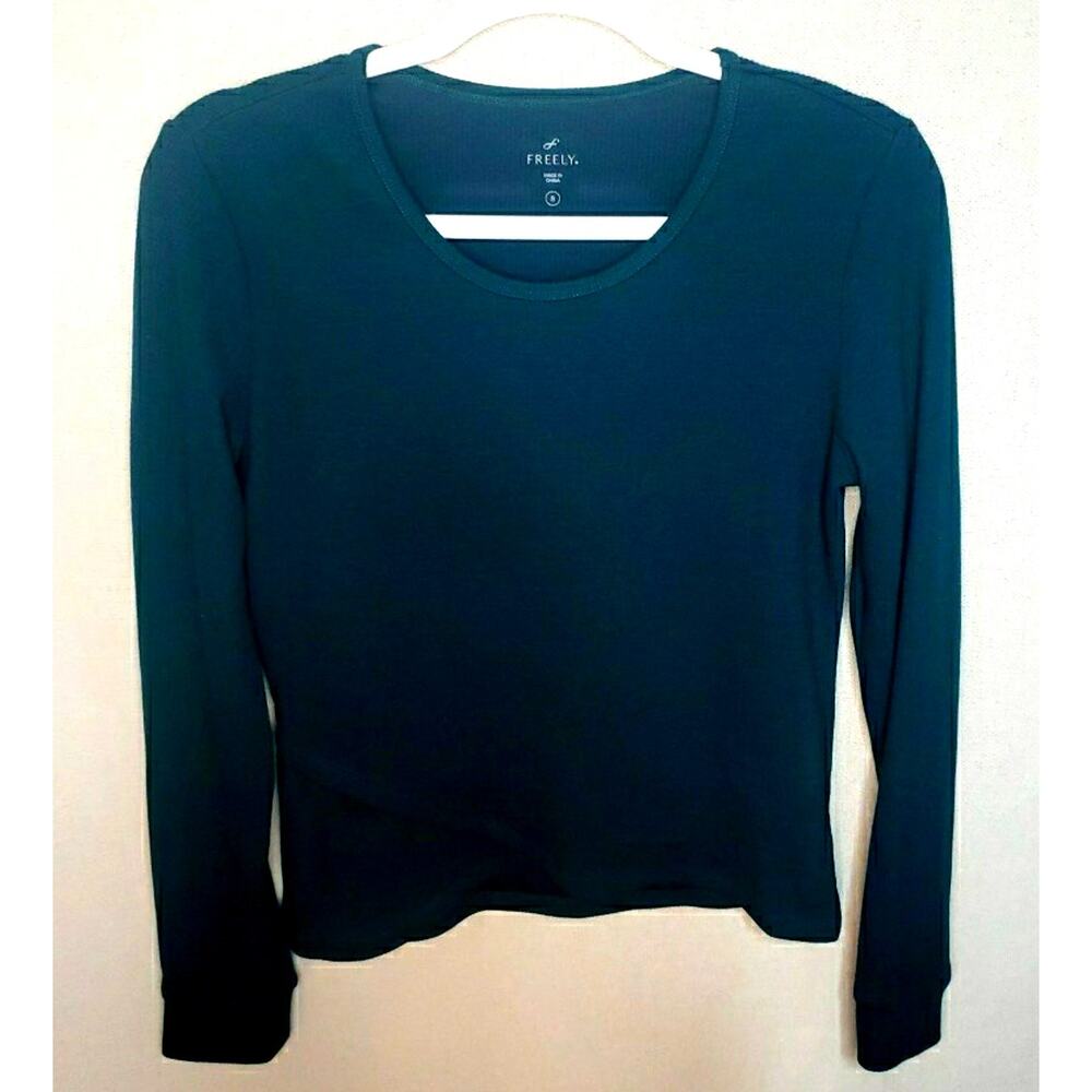 Freely‎ Top Size S Waffle Knit Hunter Green Long Sleeve Gently Used Excellent